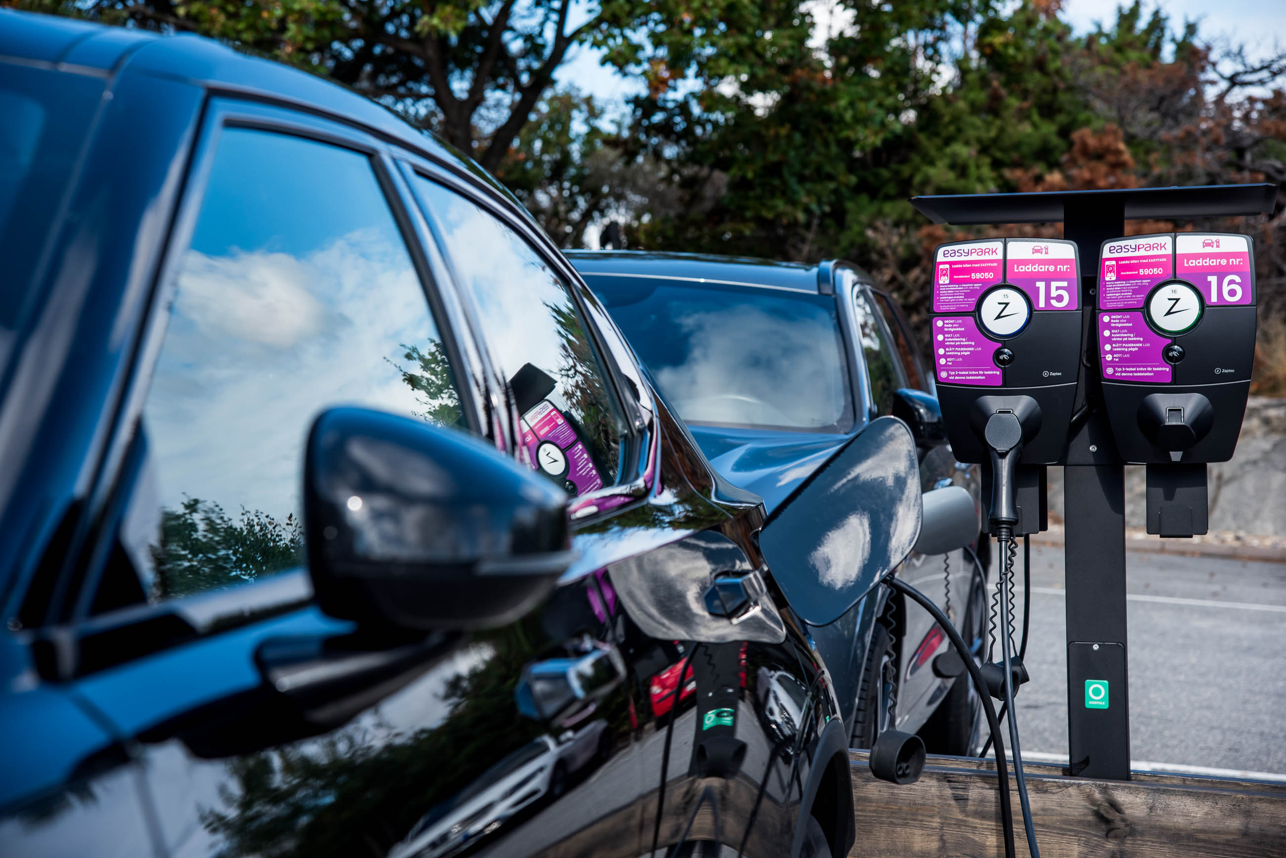 parkering och laddstationer för elbilar